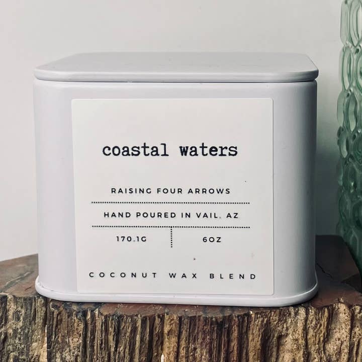 Raising Four Arrows - Wholesale Travel Candles - 6oz Coastal Waters Tin0