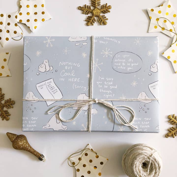 Nothing But Coal Wrapping Paper - 3 sheet roll for wholesale by Abbie Ren Illustration