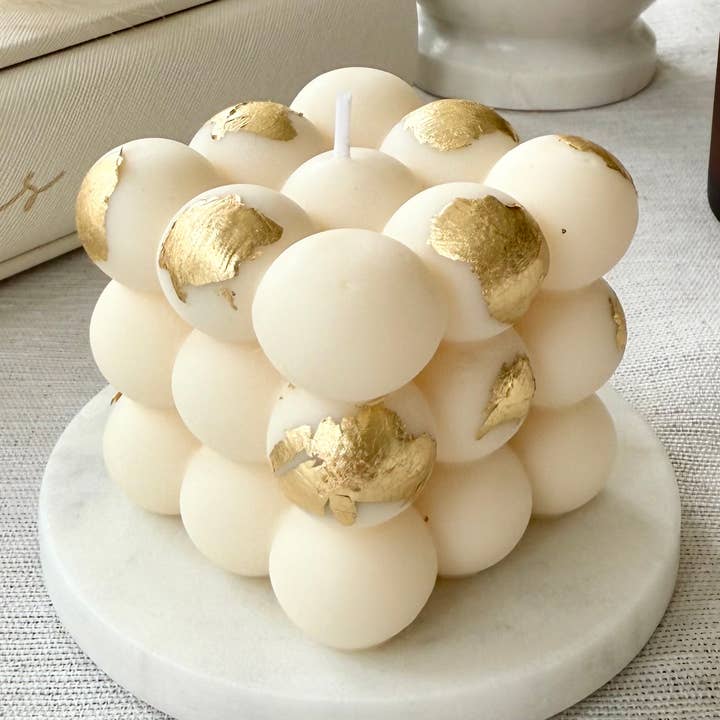 IMK Candles - Vendita all'ingrosso Candele a colonna - CANDELA DI BOLLE LUSSUOSA Con Foglie d'Oro (oltre 40 profumazioni diverse)0