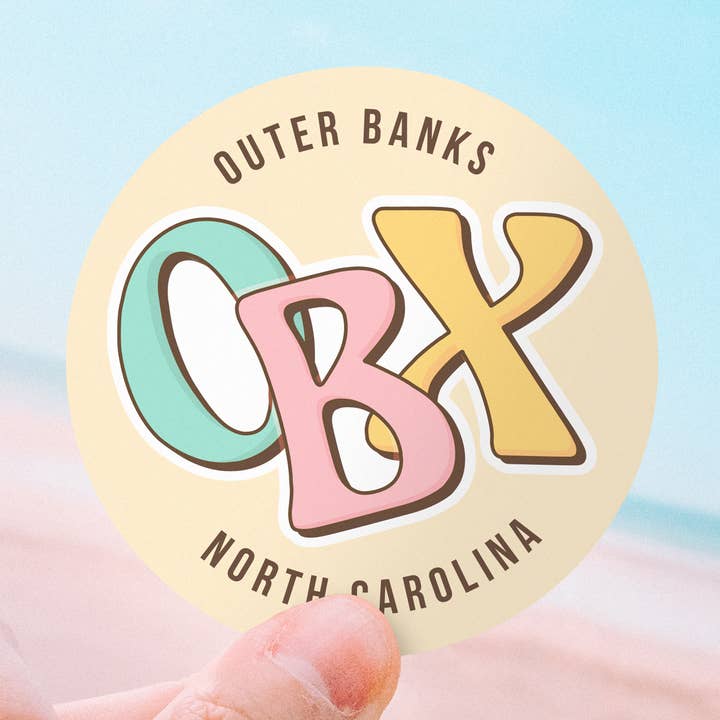 OBX Outer Banks, North Carolina Vinyl Sticker for wholesale by Luna Stella Studio