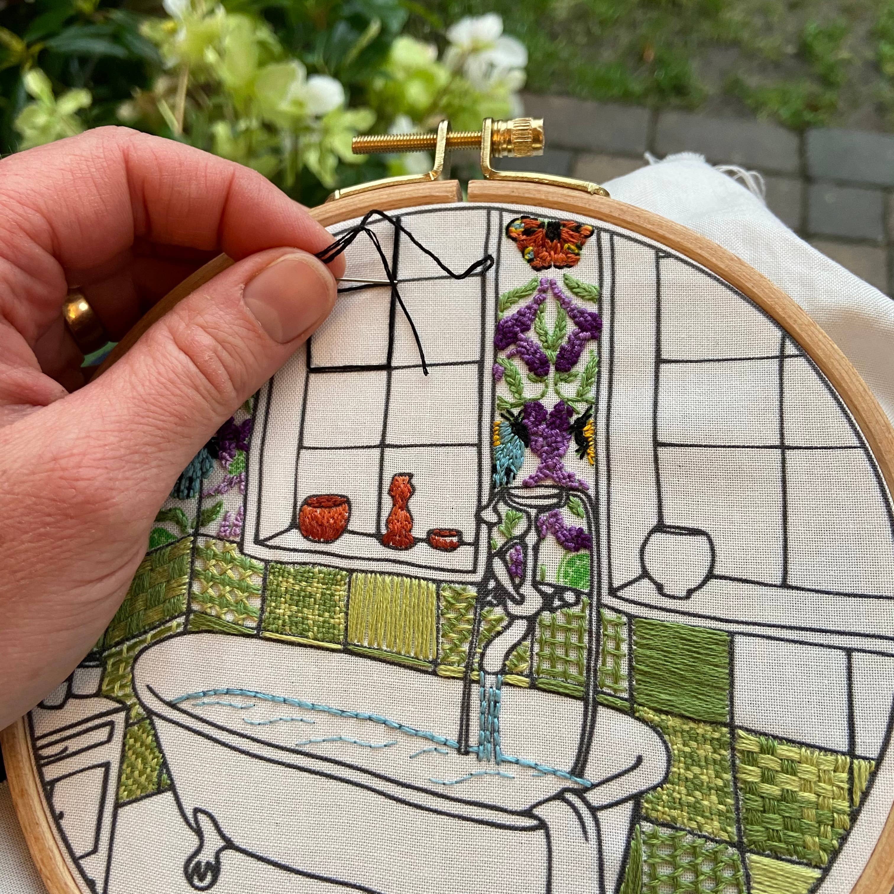 Cream Tea and Lace - Wholesale Embroidery/Cross Stitch Supplies - embroidery kit bathroom, interior design modern hoop art3