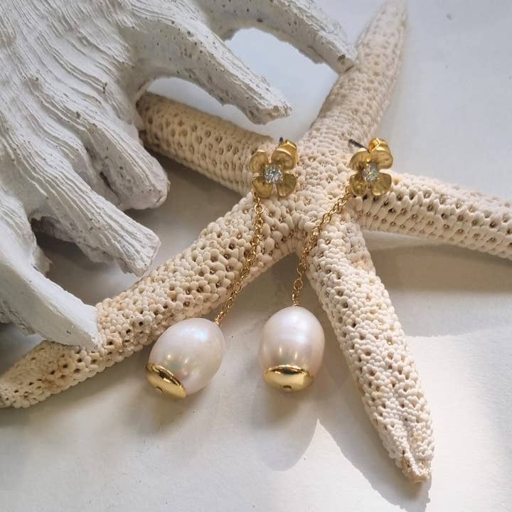 PearlGem Designs - Wholesale Dangle earrings - Pearlicious Marine Pearl Earrings2