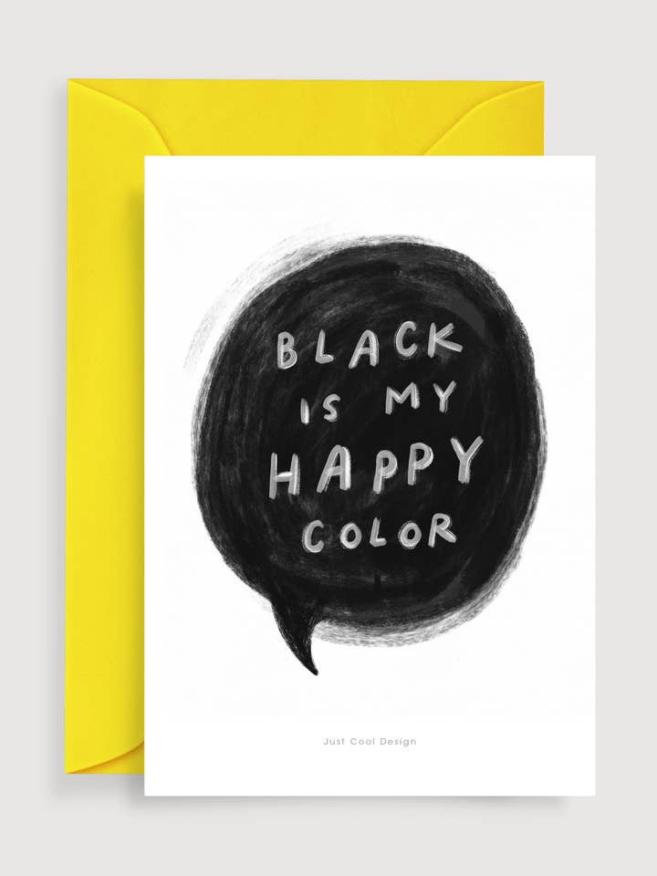 Sort er min glade farve mini kunsttryk | Bemærk kort for engroshandel hos Just Cool Design
