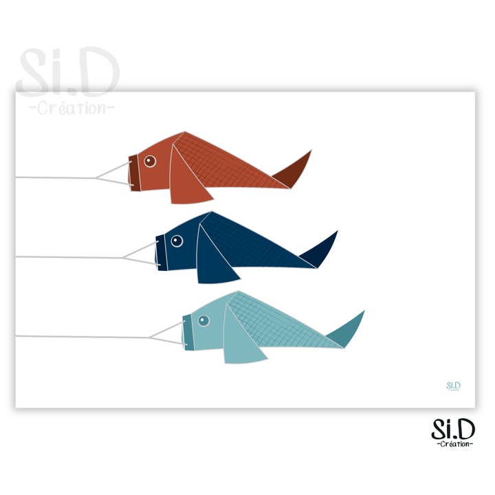 Poster met 3 Vissen voor wholesale door Si.D