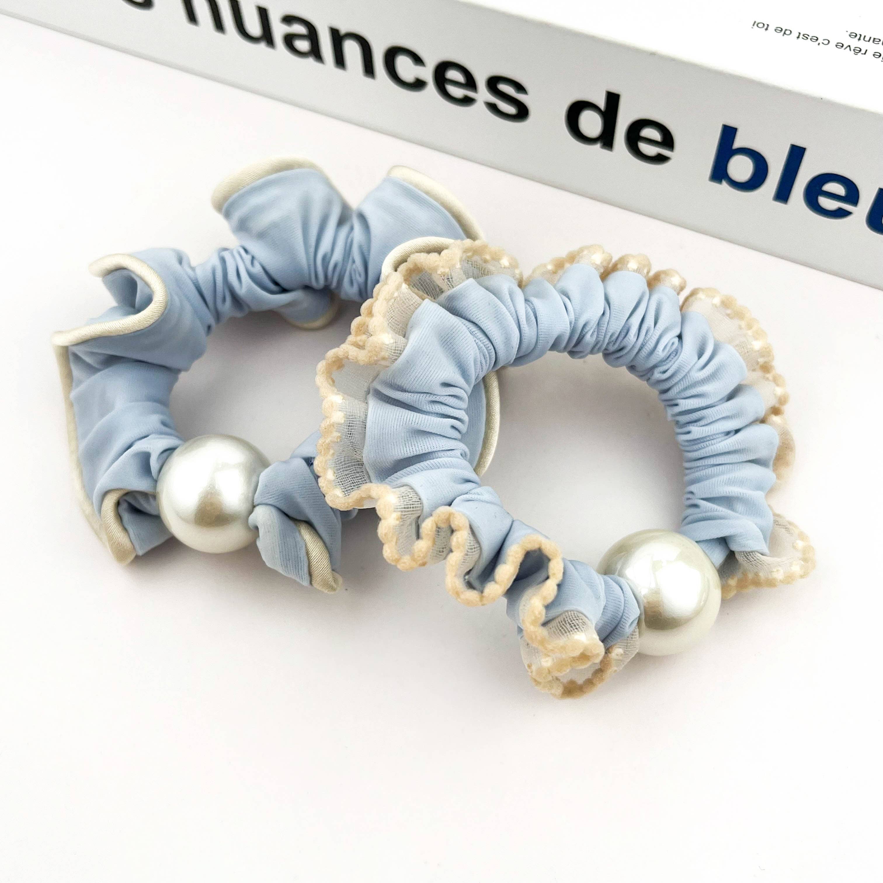 TheDivaSoap - Wholesale Hair Tie - Sweet Pearl Sky Blue Hair Tie, Elegant Ponytail Holder5