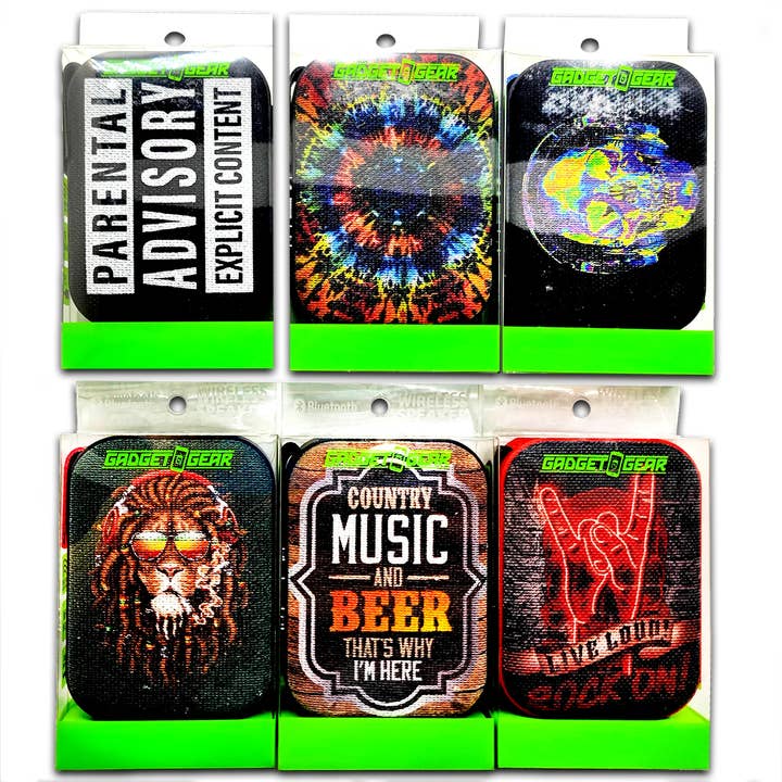 Novelty Closeout - Wholesale Speakers - Gadget Gear Bluetooth Speaker Print Assortment - 6/Pack