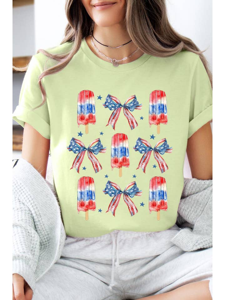 Pink Irene Wholesale - Wholesale T-shirt (graphic) – women's - 4th of July America Popsicle Graphic T Shirts3