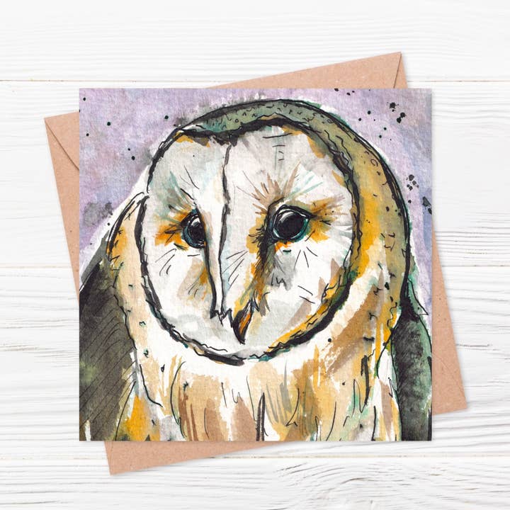 The Watcher Owl Everyday Greetings Card for wholesale by The Littlest Falcon