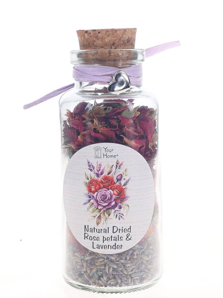 Naturlige tørrede rosenblade & lavendelblanding i dekorativt glas for engroshandel hos Your Home