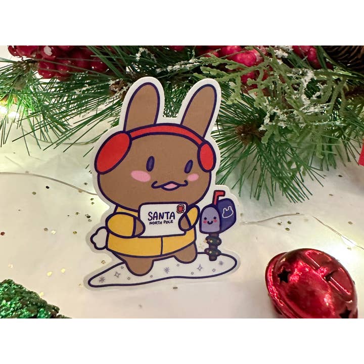 Bunny Letter To Santa Vinyl Sticker for wholesale by Courtney Elizabeth Studio