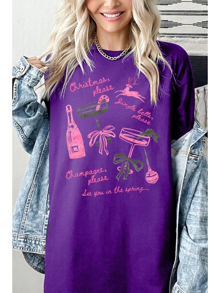 COLORBEAR - Wholesale T-Shirt (Graphic) - Women's - Christmas Champagne Graphic Heavy Cotton Tee10