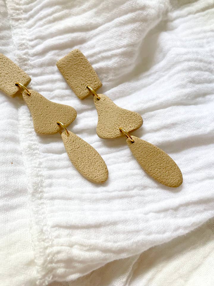 Abstract Textured Latte Drop Drop - Polymer Clay for wholesale by Hooks and Clay