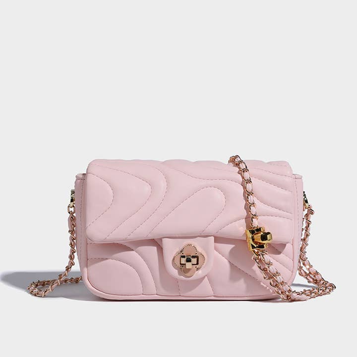 Pink Vegan Leather Quilted Cloud Pattern Crossbody Bag for wholesale by TUTU Styles