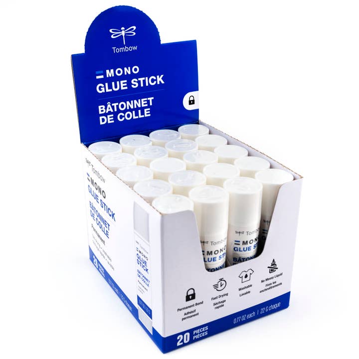 Tombow - Wholesale Glue - MONO Glue Stick, Medium, 20-Piece Display Box