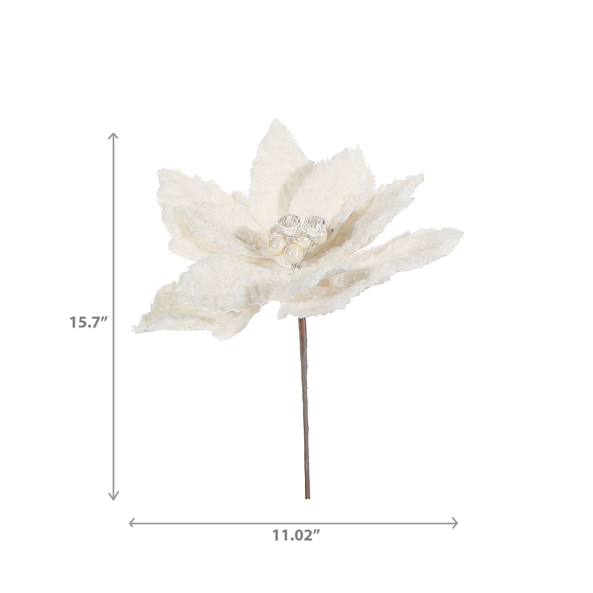 IH Casa Decor - Wholesale Artificial Flowers - FURRY POINSETTIA PICK (IVORY)2