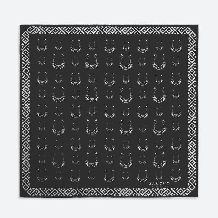 Gaucho Buenos Aires - Wholesale Pocket Square - Men's - Silk Herradura Pocket Square in Black