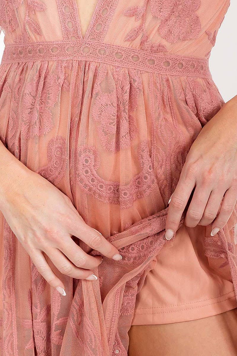 GINGER V NECK FULLY LACED MAXI DRESS WITH SLIT SIDE  for wholesale on Faire3