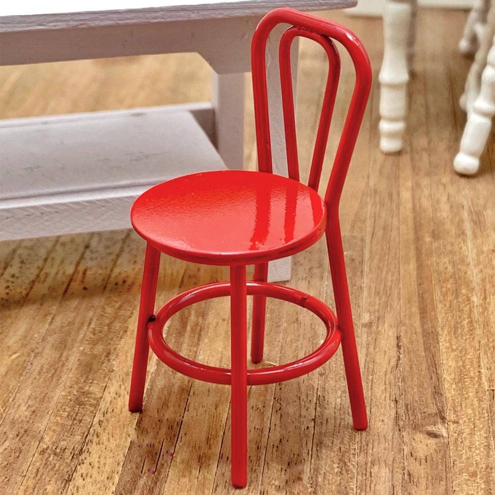 Factory Direct Craft - Wholesale Doll Accessory Kit - Kids - Miniature Red Retro Cafe Chair3
