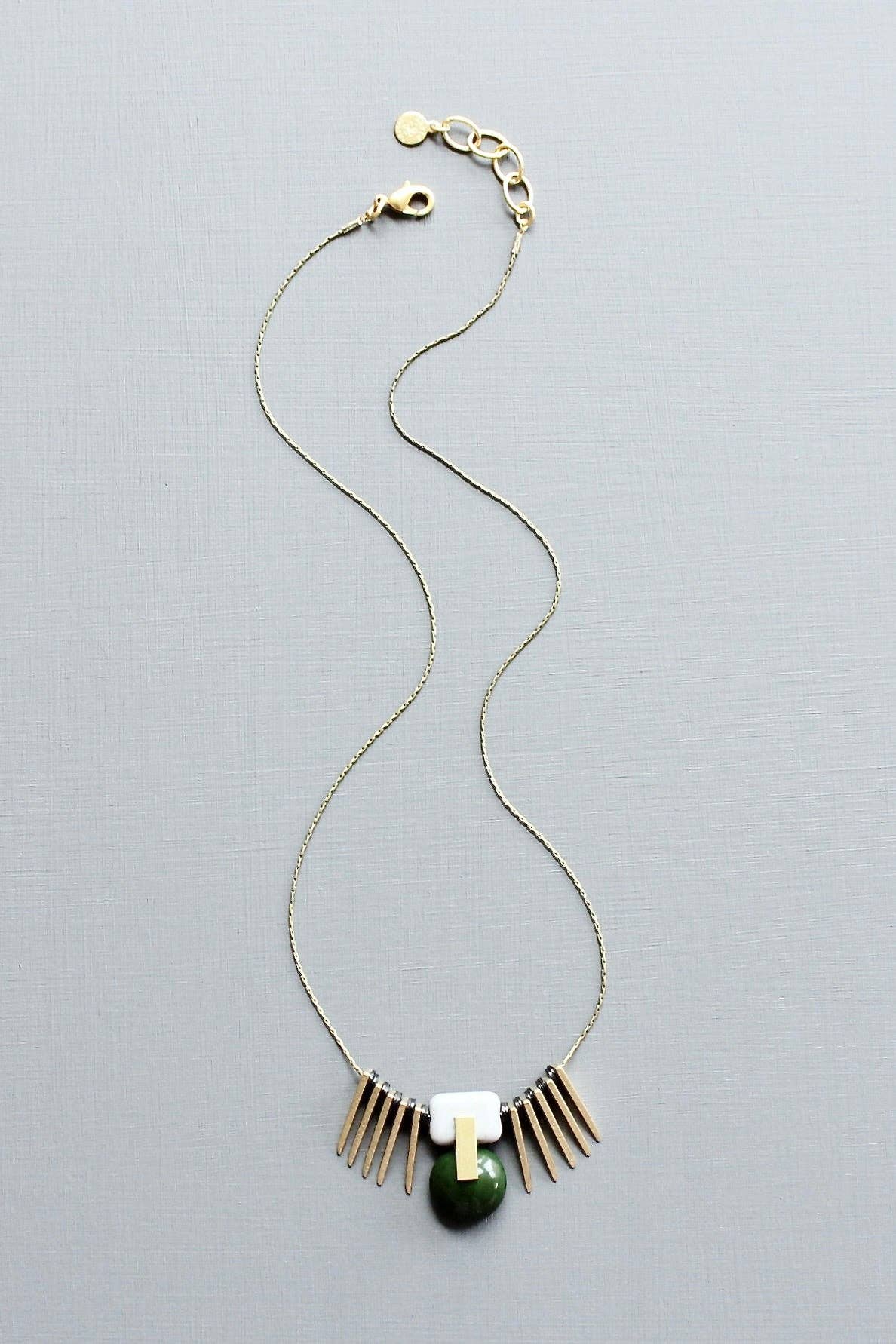 David Aubrey Jewelry - Vendita all'ingrosso Collana con ciondolo/pendaglio - LEX118 Collana pendente ArtDeco verde cacciatore1