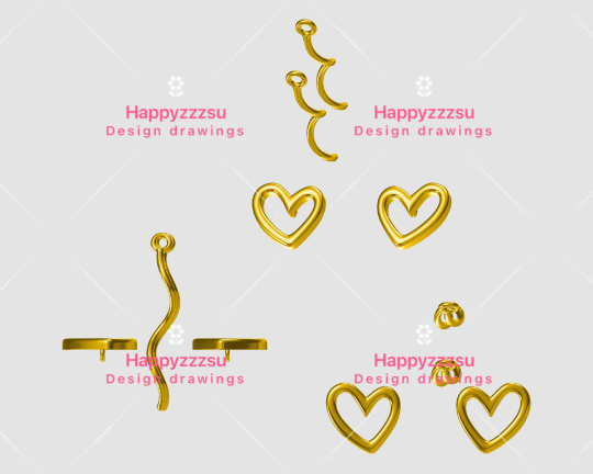 happyzzzsu - Vente Boucles d'oreilles pendantes - Boucles d'oreilles enfileur cœur en argent sterling6