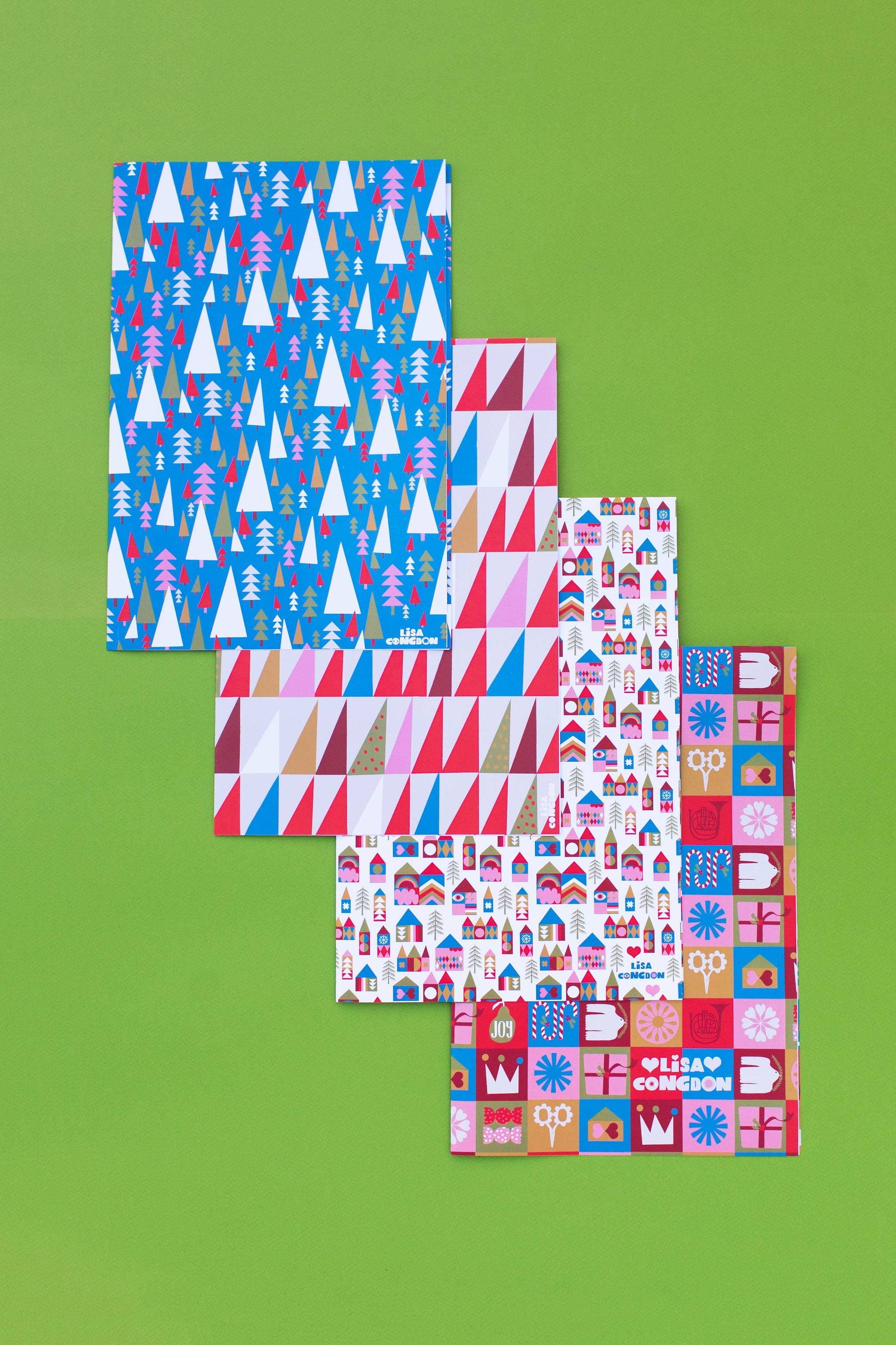 Lisa Congdon Art & Illustration - Wholesale Flat Wrap - Christmas 2025 Holiday Wrapping Paper 4-Pack 3