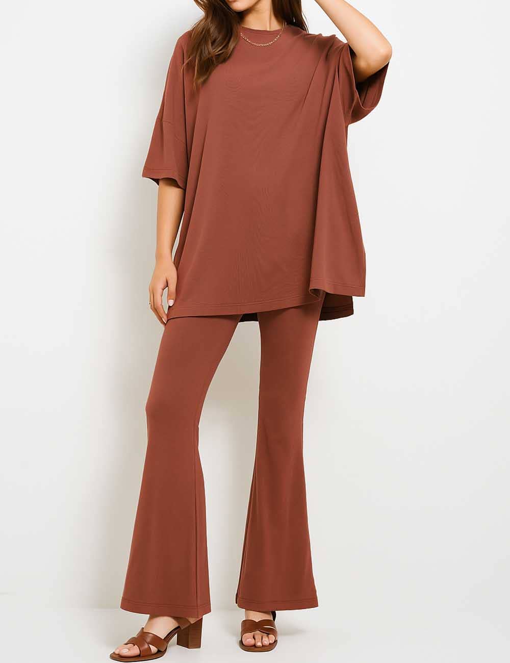 Sweetkama - Wholesale Top & Pant Set (NOT Loungewear) - Women's - Ladie Long Sleeves Bell Leg Top & Pants 2PCS Set1