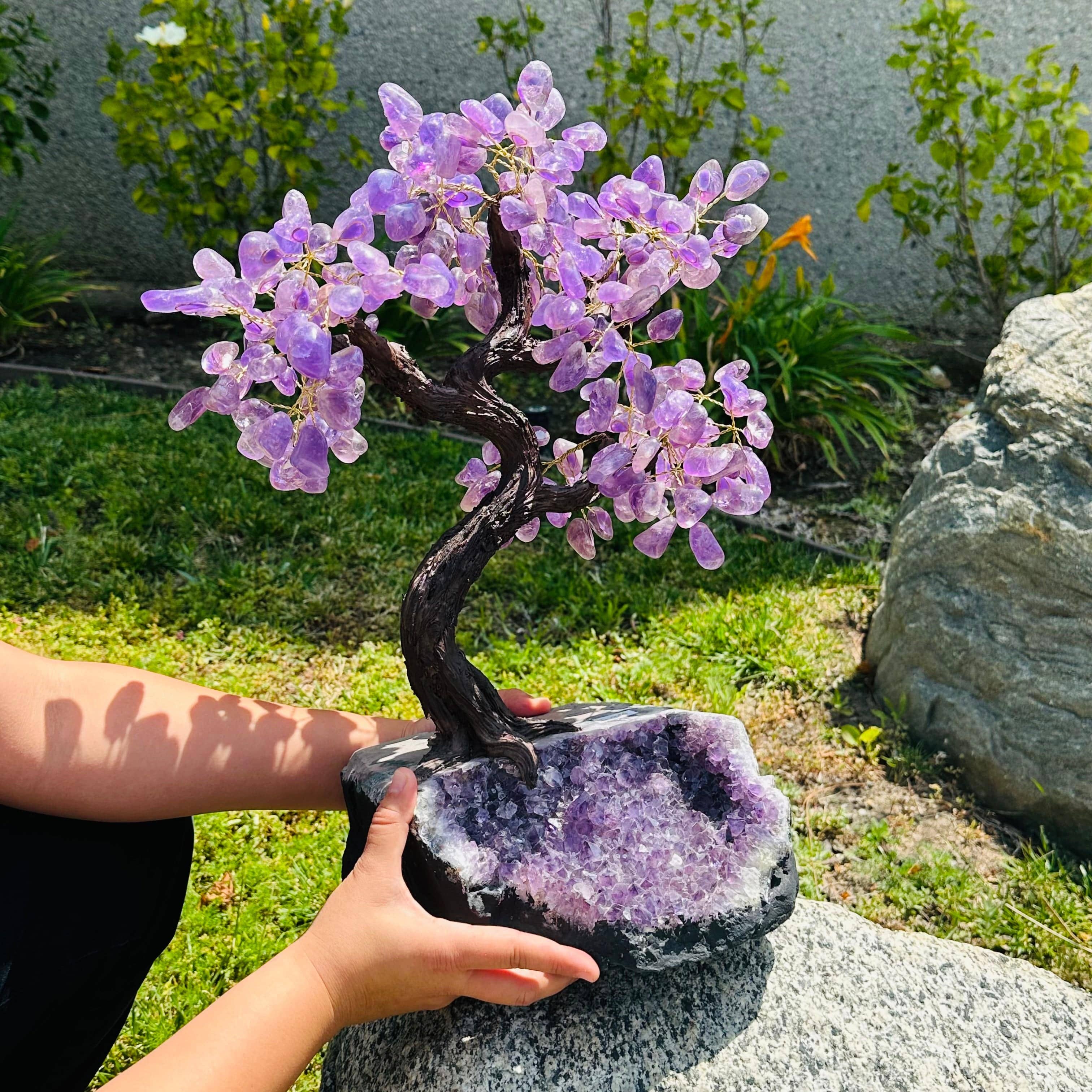 Rock Paradise - Wholesale Decorative Tabletop Object - Large Crystal Tree on Amethyst Base (Choose Your Gemstone)6