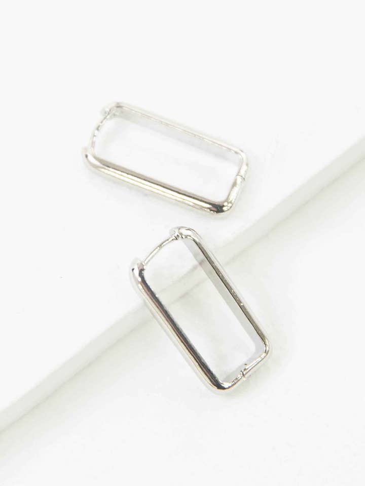 Rounded Rectangle Hoop Earrings | Silver for wholesale by Lovoda