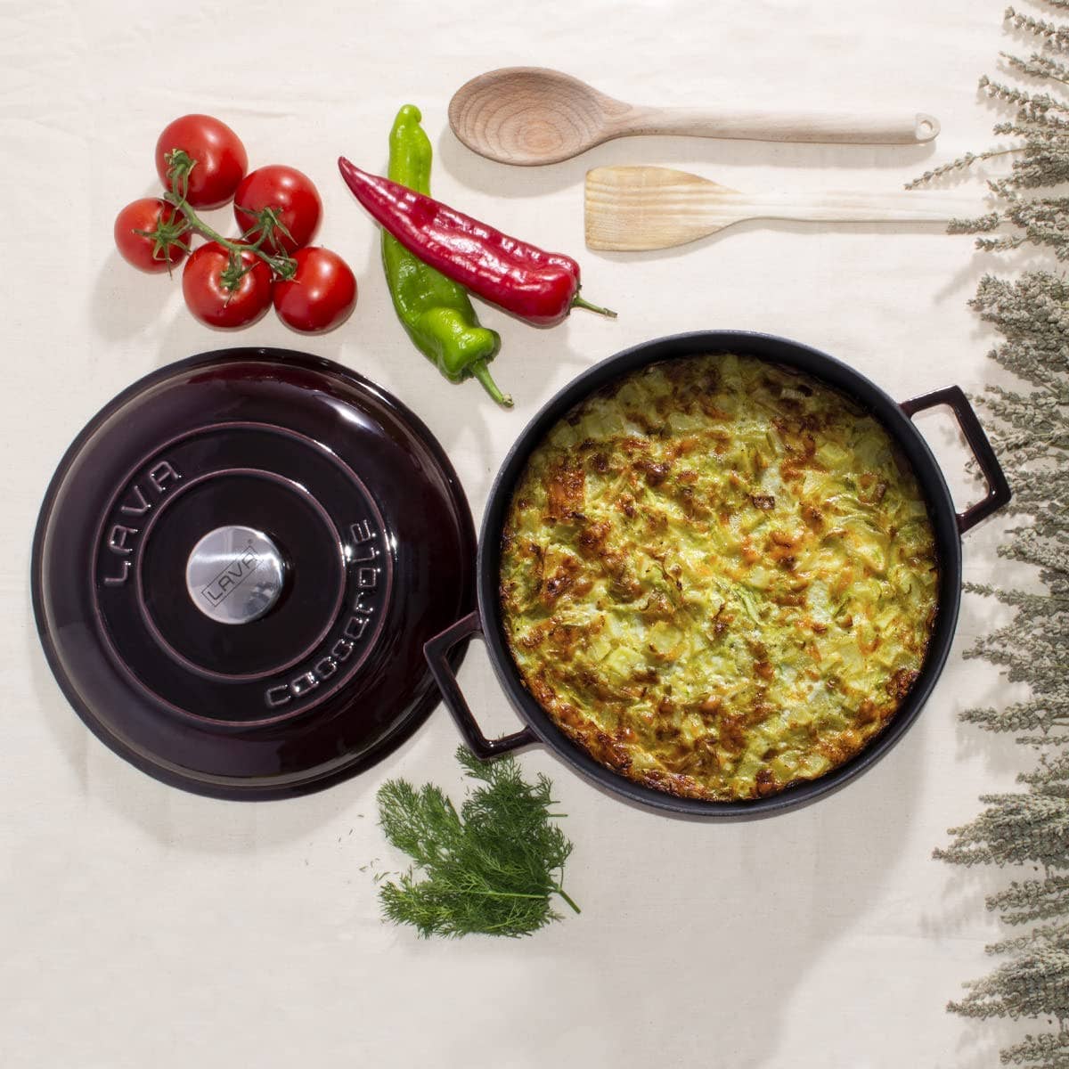 Biggbrands - Wholesale Cast Iron Skillet - LAVA Premium Round Cast Iron Dutch Oven with Dome Lid 28 cm6