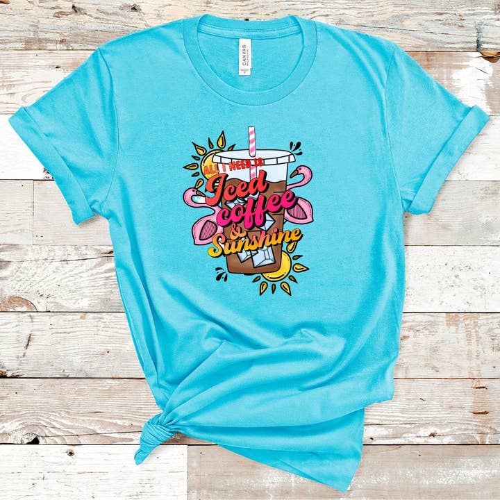 Perfectly Diverse Trendz, LLC - Wholesale T-Shirt (Graphic) - Women's - All I Need is Iced Coffee and Sunshine Tee5