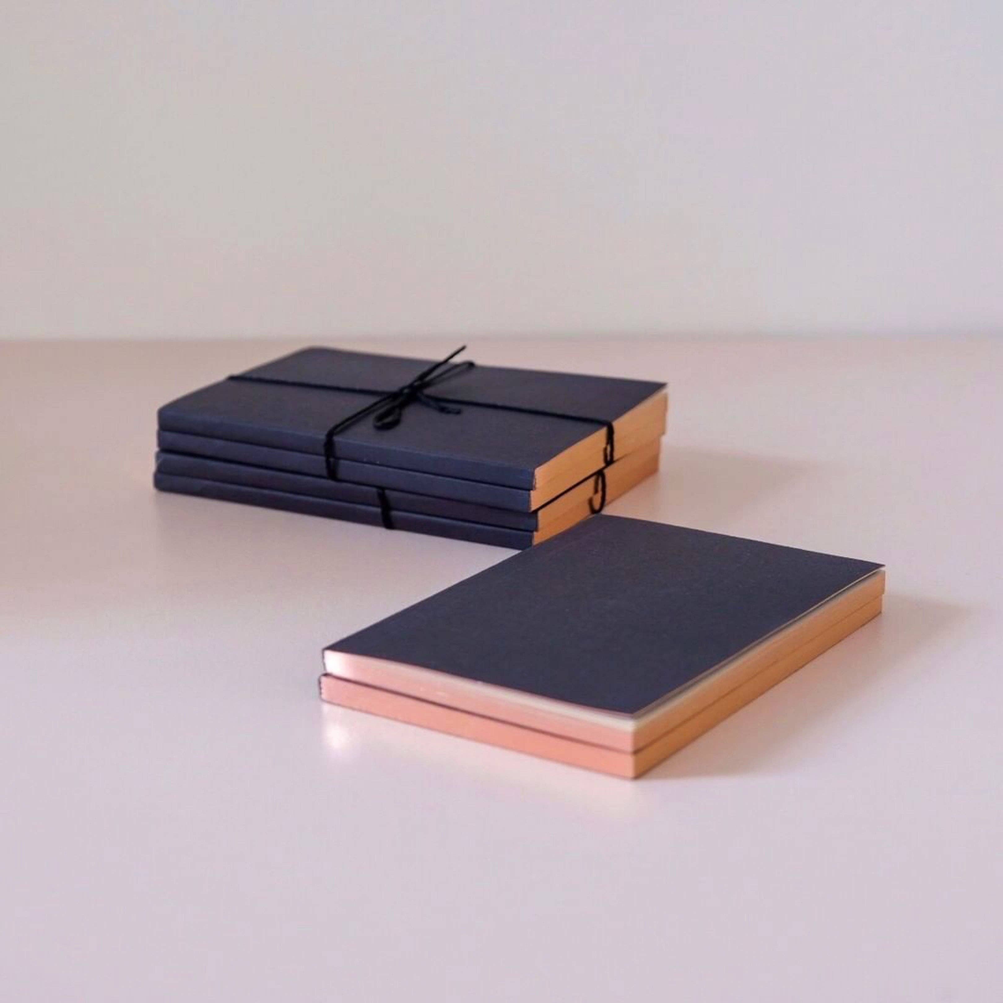 Wms&Co. - Wholesale Notebook - Little Black Notebooks with Rose Gold Edging (set of 2)1
