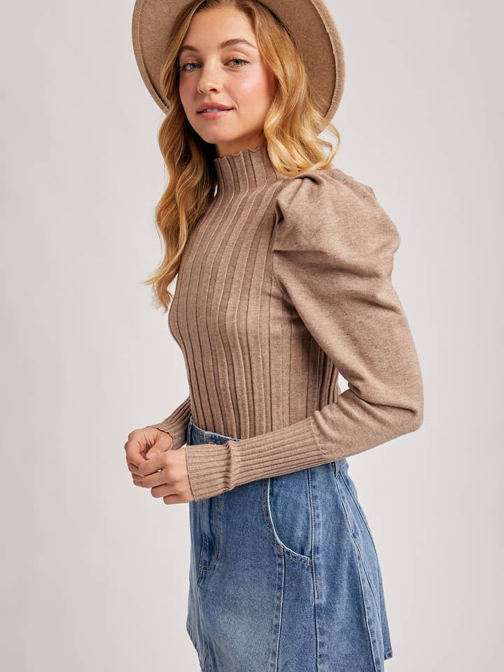 Bluivy - Wholesale Knit Top - Women's - MOCK NECK PUFF SLEEVED KNIT TOP17