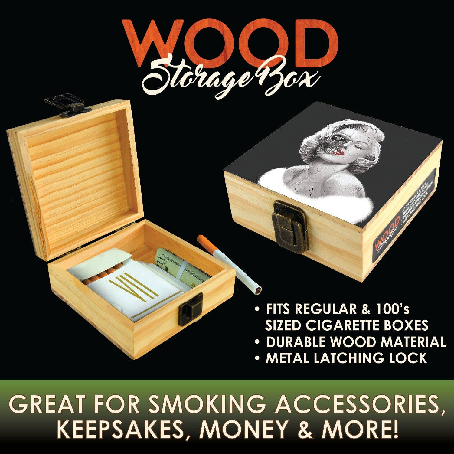 Novelty Closeout - Wholesale Decorative Box - Smokezilla Wood Stash Box Assortment- 6/Pack1