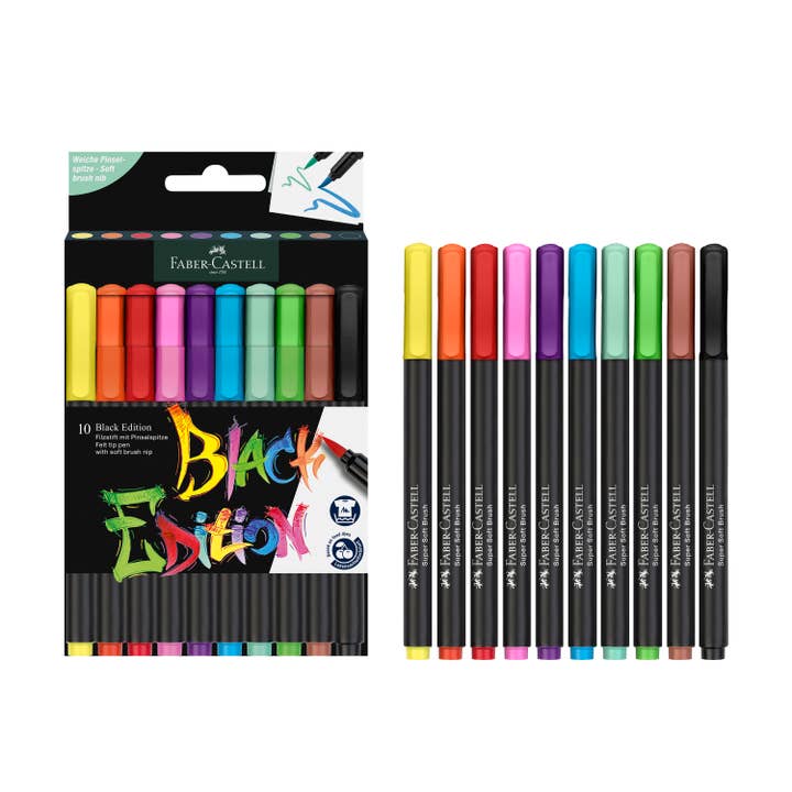 Faber-Castell / Creativity for Kids - Wholesale Markers - Kids & Baby - Black Edition Felt Tip Brush Pens Markers 10 Ct Box1