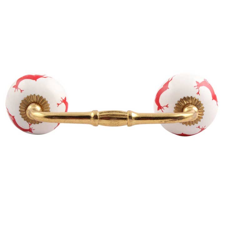 Poignées décoratives en céramique rouge pour armoire, lot de 12 pièces pour la vente par Daana Paani LLC