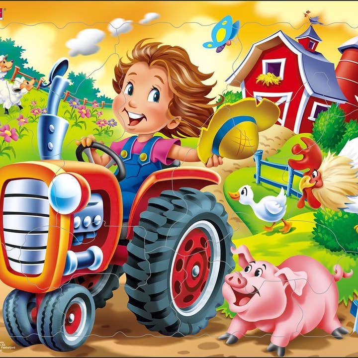 Springbok Puzzle - Vente Puzzle – enfant - Puzzle de 15 pièces pour enfants de ferme avec tracteur