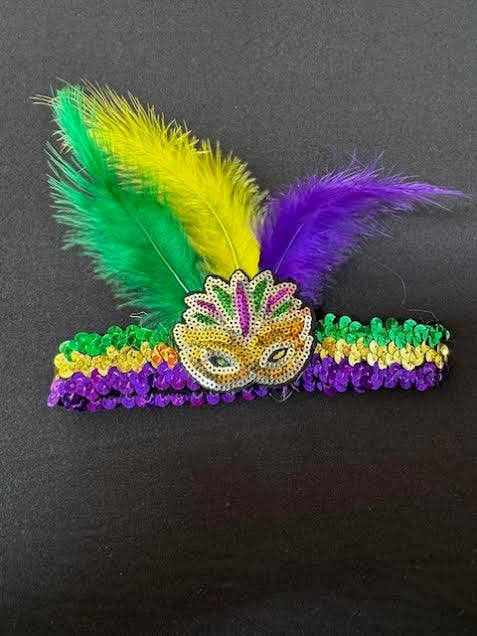 Mardi Gras Headband w/ Feather for wholesale by SJ NOLA LLC