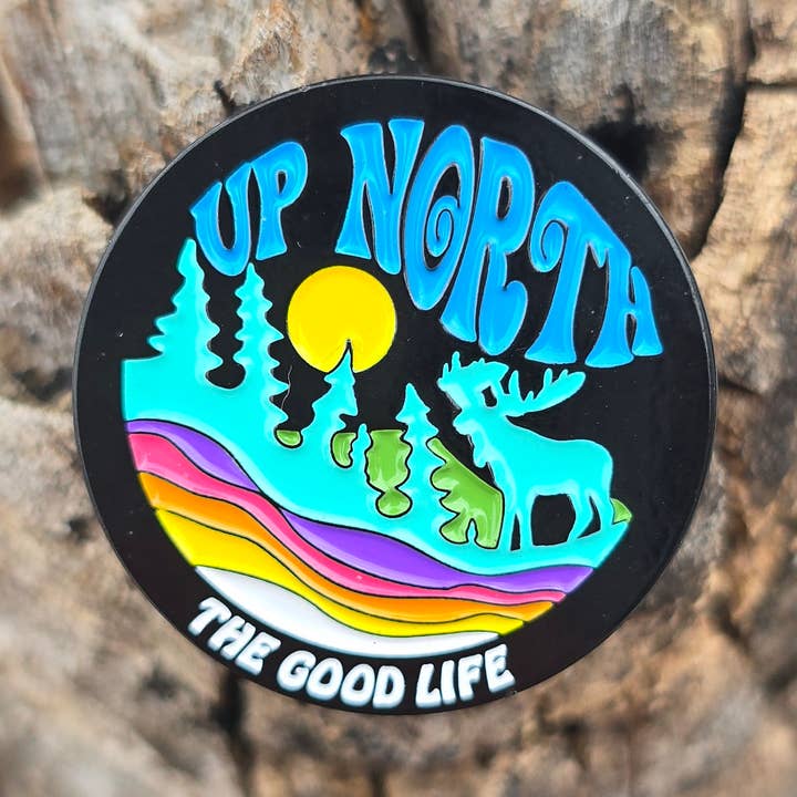 Up North enamel pin for wholesale by Art Factory LLC