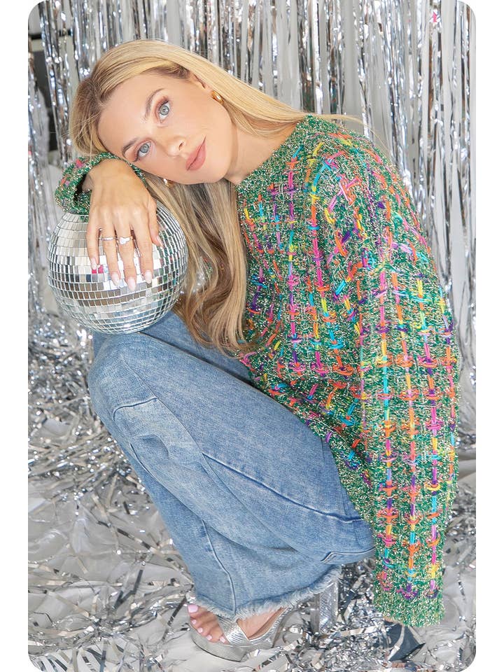 Strut & Bolt - Wholesale Knit Sweater - Women's - Mallard Multi Tweed Pullover Knit Sweater