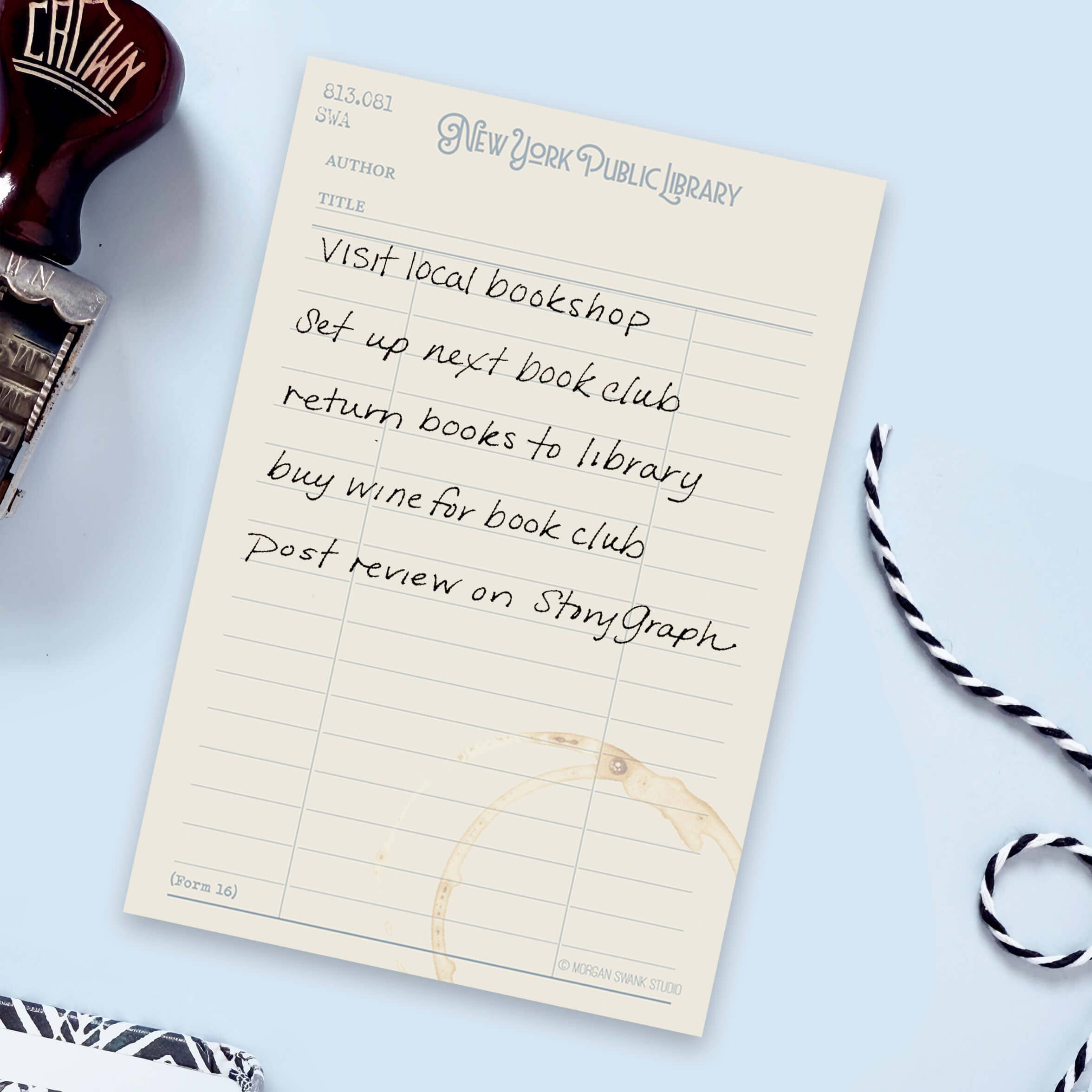 Morgan Swank Studio - Wholesale Notepad - Library Card Reading Notepad1