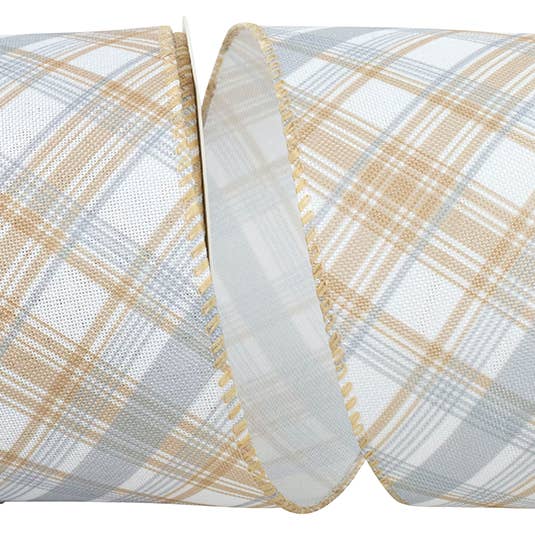 Earth Plaid Diagonal Wired Edge, 2-1/2 In, 10 Yards for wholesale by RELIANT RIBBON