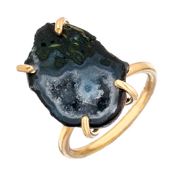 Heather Hawkins - Wholesale Cocktail/Statement Ring - Drusy Geode Ring - 14K Gold-Filled or Sterling Silver4