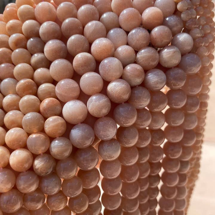 The Bead Bazaar - Wholesale Beads - Natural Sunstone Beads For Jewelry Making, Iridescent Pink Gemstone Beads, Pastel Pink Faceted Beads, Light Pink Sunstone Bulk Mala Beads