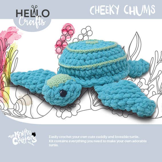 Creative World of Crafts - Wholesale Knitting/Crochet Supplies - Knitty Critters Cheeky Chums - Turtle Crochet Kit