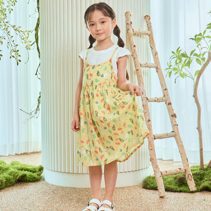 ToTo Heros – wholesale Dress – Kids – Jessi Summer Graphic Print Angel Sleeve T-Shirt Layer 2-in-1 Cami Dress