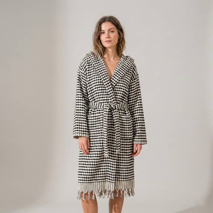 Kikoya - Wholesale Robe - Women's - Pom Pom Bathrobe Handloom Turkish Cotton Resort Heavy Luxury