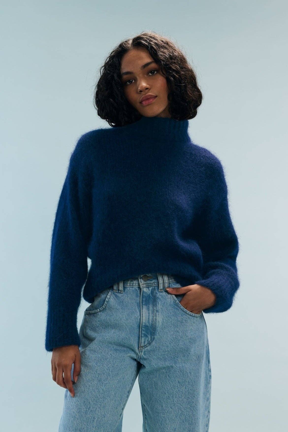 Nitah - Wholesale Knit Sweater - Women's - Navy blue sweater Marc