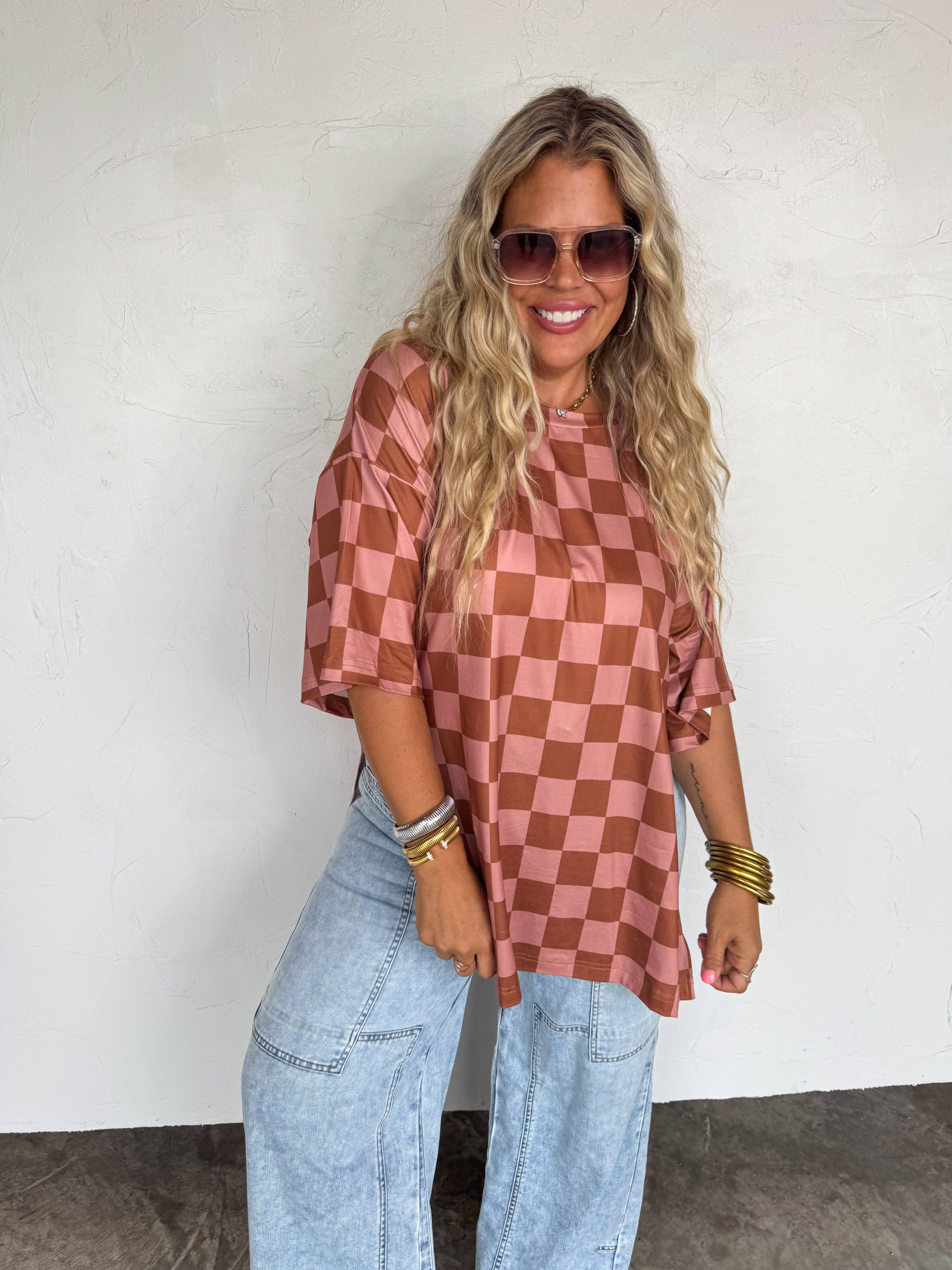 BLAKELEY - Wholesale Tunic - Women's - CHECK BABE SIDE SLIT TOP0