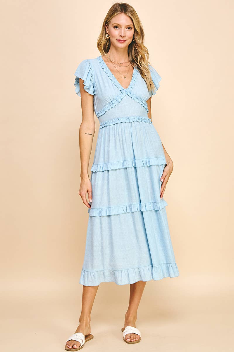 PINCH - Wholesale Dress - Women's - RUFFLED TEA LENGTH DRESS - 3597D25
