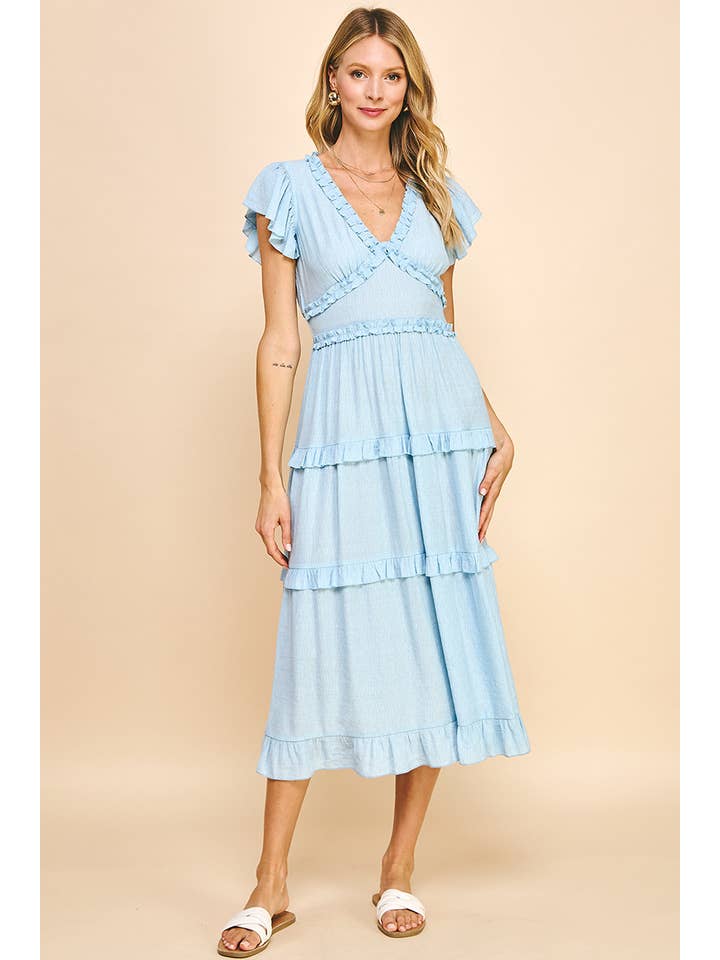 PINCH - Wholesale Dress - Women's - RUFFLED TEA LENGTH DRESS - 3597D25